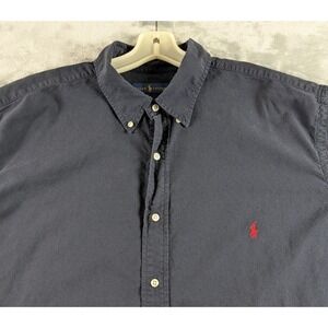 Ralph Lauren Oxford Shirt Mens 2XLT Tall Blue Short Sleeve Button Down Pony Logo
